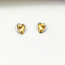 Ohrstecker Platin mit 750/- Gold, Brillant 0,01ct