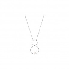 Kette 2 Ringe, Perle, 42-47cm 925/-rhodiniert Silber