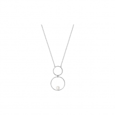 Kette 2 Ringe, Perle, 42-47cm 925/-rhodiniert Silber