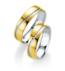 Trauring Silber mit 585/- Gelbgold