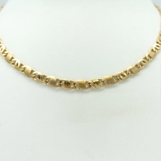 Collier matt/poliert Pfauenauge in 585/- Gelbgold , Länge 45cm