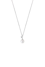 Xenox Kette Silber rhodiniert mit Anhänger Perle, Länge 40-45cm
