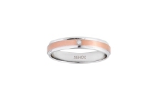 Xenox Ring Edelstahl matt/poliert mit rosé, 1 Zirkonia, 4mm breit