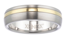 Xenox Ring Edelstahl bicolor matt/poliert mit gelb Streifen, 6mm breit
