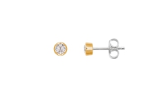 Xenox Ohrstecker Silber gelb mit Zirkonia, Ø3,5mm