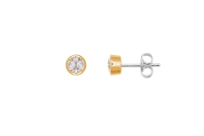 Xenox Ohrstecker Silber gelb mit Zirkonia, Ø4,5mm