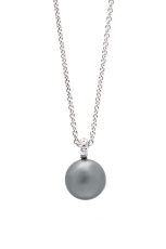 Xenox Kette Silber mit Anhänger Perle anthrazit Ø 10mm