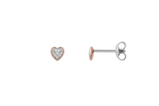 Xenox Ohrstecker Silber rosé Herz mit Zirkonia