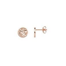 Xenox Ohrstecker Silber rosé vergoldet rund Lebensbaum mit Zirkonia Ø 10mm