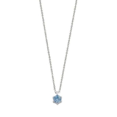 Xenox Kette Silber rhodiniert mit Anhänger Krappenfassung mit blauen Zirkonia Ø 4mm