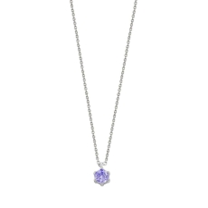 Xenox Kette Silber rhodiniert mit Anhänger Krappenfassung lila Zirkonia Ø4mm