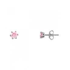 Xenox Ohrstecker Silber mit Krappenfassung rosa Zirkonia Ø 4mm
