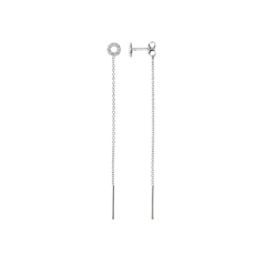 Xenox Ohrstecker Silber rhodiniert mit Kette 7cm lang