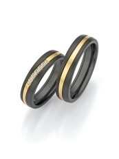 Trauring matt Zirconium mit 585/-Gelbgold