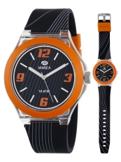 Marea Herrenuhr Kautschukband schwarz/orange