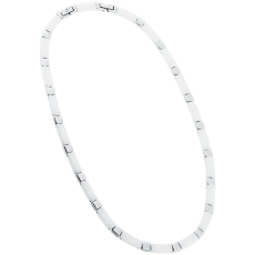 Collier Stahl mit Ceramic weiß