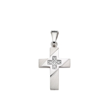 Anhänger Kreuz Silber rhodiniert