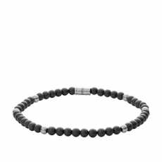 Fossil Armband mit Kugeln Hämatit, Zwischenhülsen Edelstahl