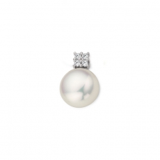Anhänger mit Zirkonia und Süßwasserzuchtperle 333/-Weißgold