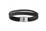 Armband Leder schwarz 2-reihig 21cm