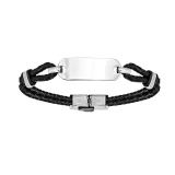 Armband geflochten Leder Gravurplatte 21cm Edelstahl