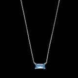 Kette Anhänger eckig 3,5x7,5 blauer Zirkonia 925/-Silber