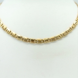 Collier matt/poliert Pfauenauge in 585/- Gelbgold , Länge 45cm