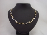 Collier matt/poliert bicolor Welle 585/- Gelb-und Weißgold