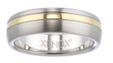 Xenox Ring Edelstahl bicolor matt/poliert mit gelb Streifen, 6mm breit