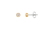 Xenox Ohrstecker Silber gelb mit Zirkonia, Ø3,5mm