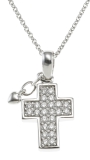 Xenox Kette Silber rhodiniert mit Anhänger Kreuz mit Zirkonia , 11x14,5mm