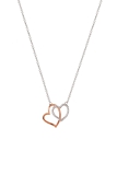 Xenox Kette Silber rhodiniert mit Anhänger bicolor 2 Herzen