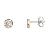 Xenox Ohrstecker Silber gelb  mit Zirkonia , Ø 6mm