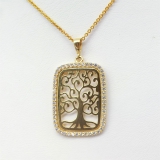 Anhänger eckig 585/-Gelbgold Lebensbaum