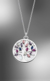 Kette Anker mit Anhänger Ø41mm Lebensbaum,Perlmutt,farbige Zirkonia, Silber 925/-,