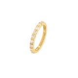 Xenox Ring Silber vergoldet mit 9 Zirkonia 3,4mm breit