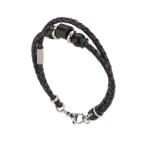 Armband 2-reihig, Leder grau