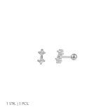 Xenox Ohrstecker Helix Silber rhodiniert