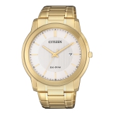 Citizen Herrenuhr Eco Drive,Gehäuse und Metallband gelb,Datum 3,Ø42mm