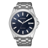 Citizen Herrenuhr Eco Drive Metallband, blaues Ziffernblatt,10bar